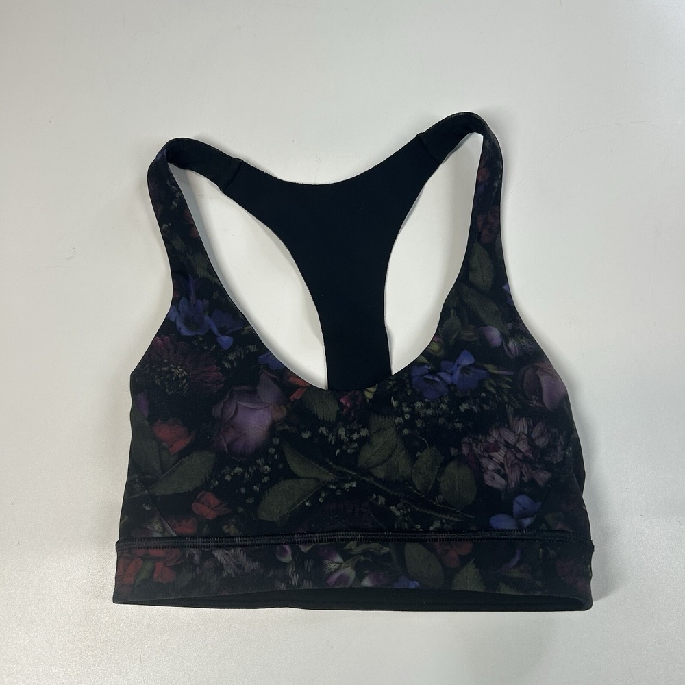 Lululemon Break Free Bra Womens 2 Nulux Frozen Flourish Floral Racerback